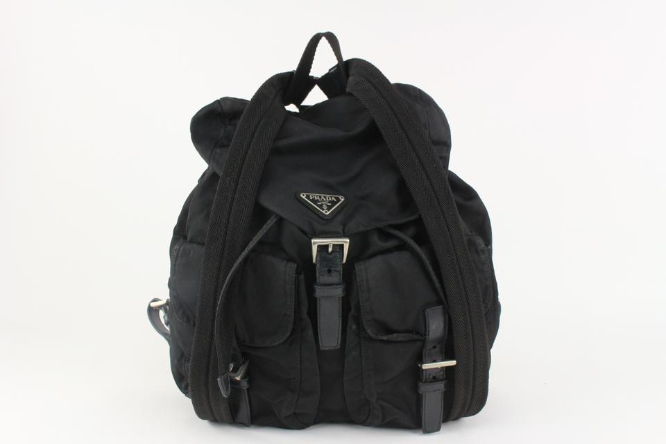 Prada Black Nylon Tessuto Twin Pocket Backpack 122pr9