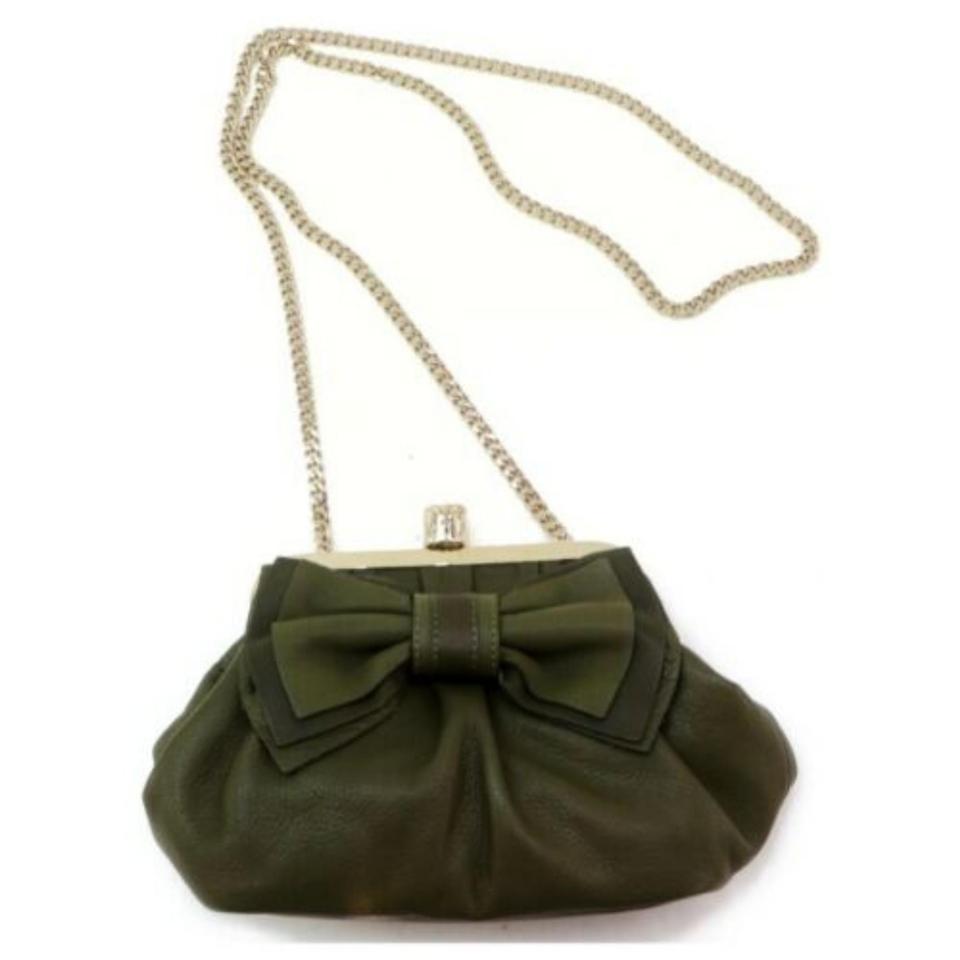 Red Valentino Olive Green Evening Kisslock Chain Bag