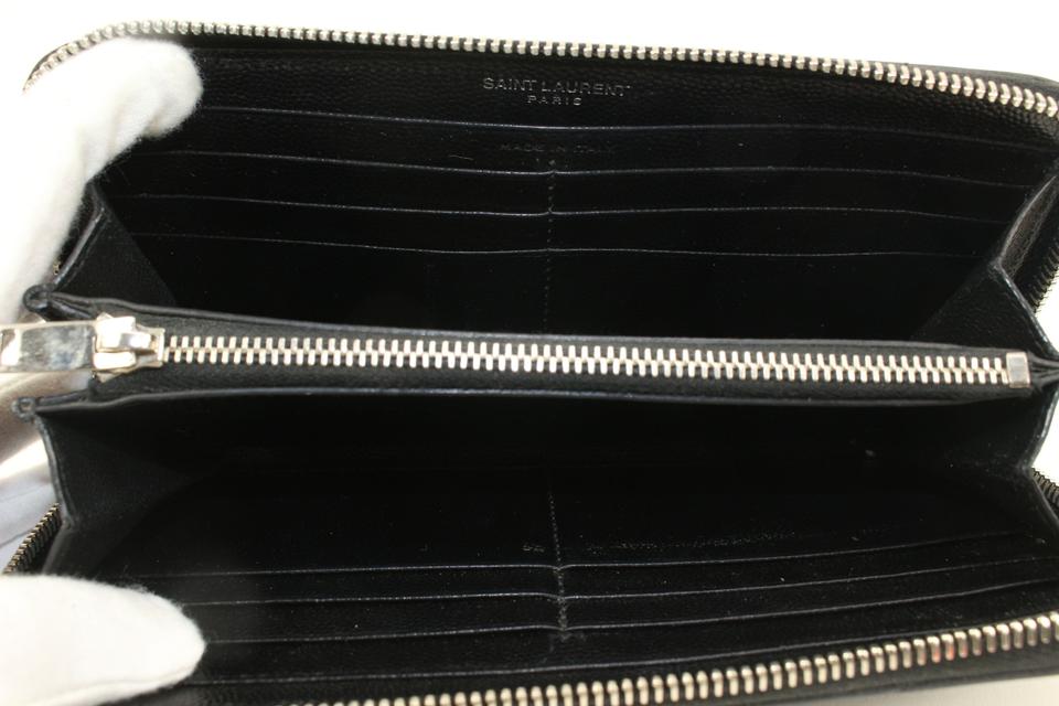 Saint Laurent Zip Wallet in Silver in Black