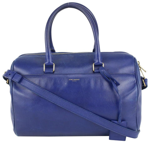 Saint Laurent Blue 6 Hour Leather Duffle with Strap 240ysl716
