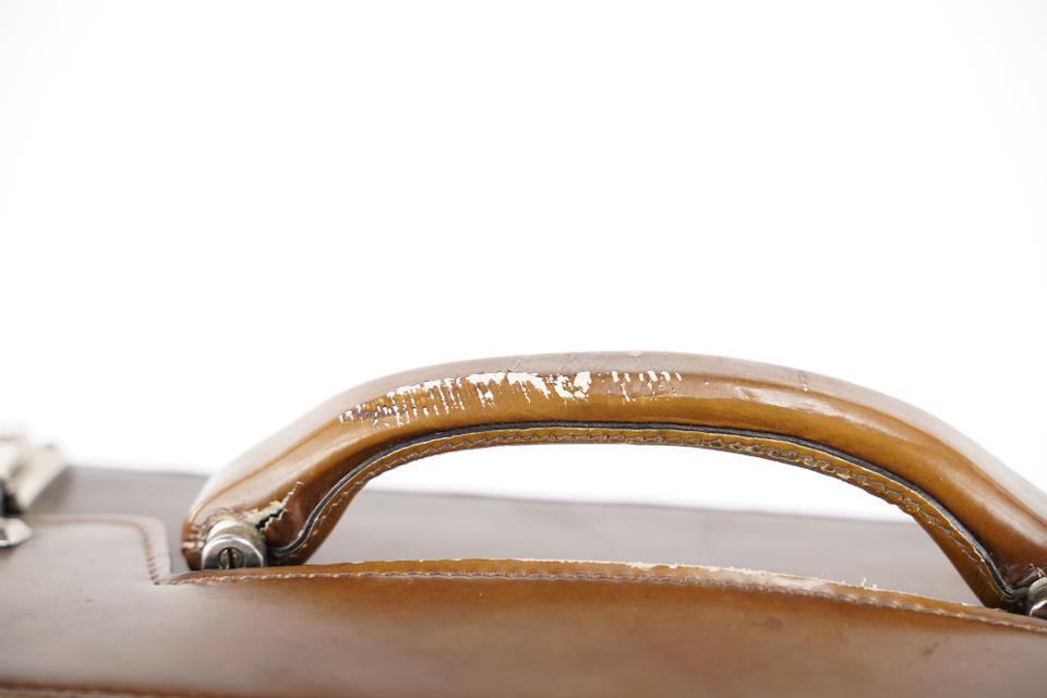 Salvatore Ferragamo Ombre Brown Leather Attache Briefcase Hard Trunk 255sal212