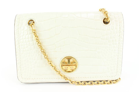 Tory Burch Carson Croc Embossed Convertible White 34tb54s