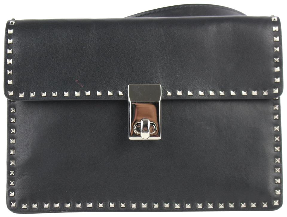 Valentino Small Rockstud 12me0102 Black Calfskin Leather Cross Body Bag