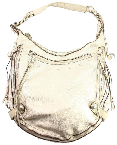 Versace Large Metallic Silver Leather Chain Hobo 22VER104