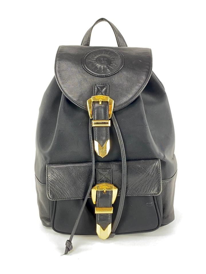 Versace Black Leather Sun Backpack 861079